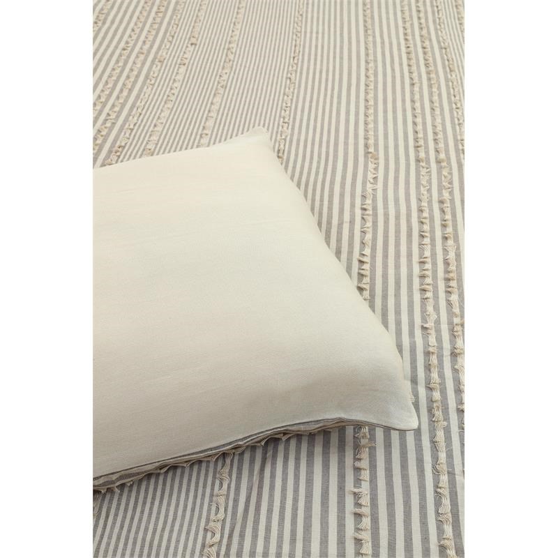 Uneven Stripe Beige and Brown Cotton Twin Comforter Set