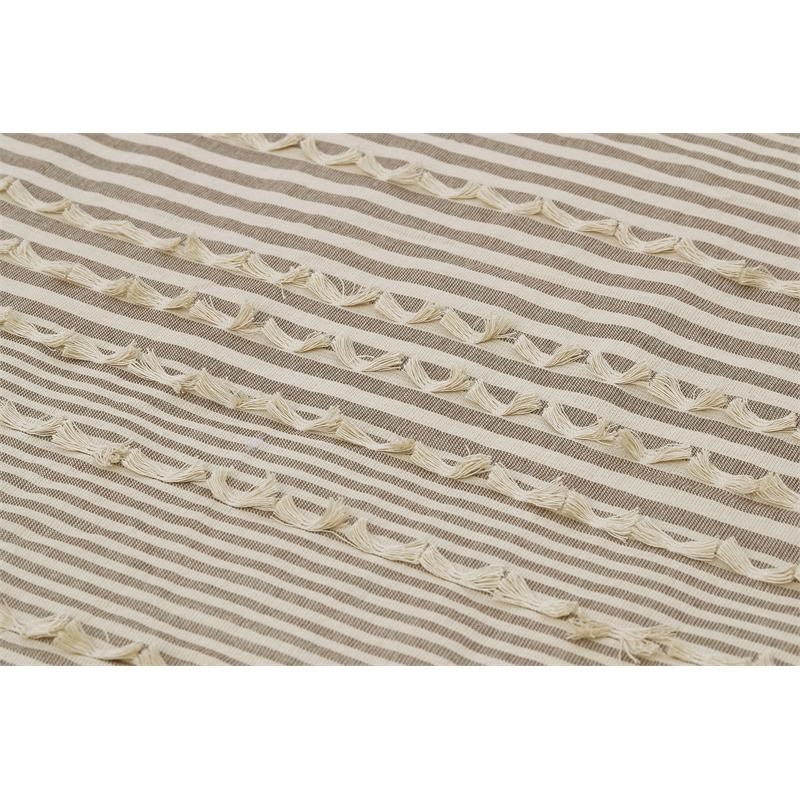 Uneven Stripe Beige and Brown Cotton King Comforter Set
