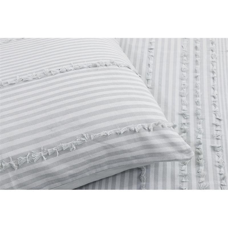 Uneven Stripe Grey and Black Cotton Queen Comforter Set