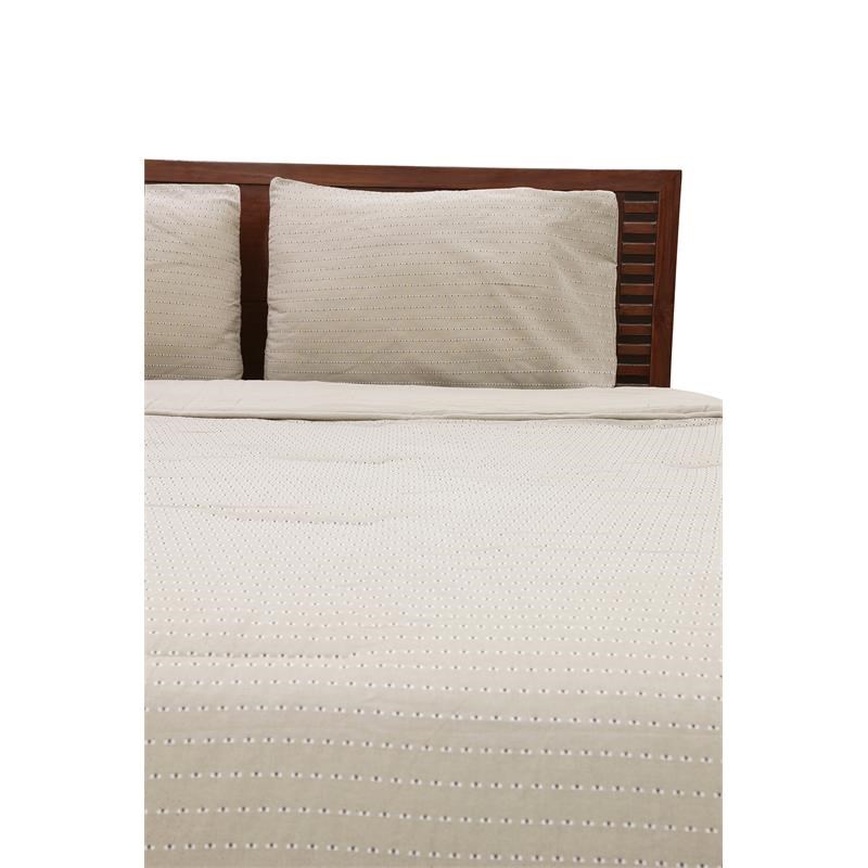 Railroad Stripe Linen and Ivory and Black Cotton Twin Comforter Set