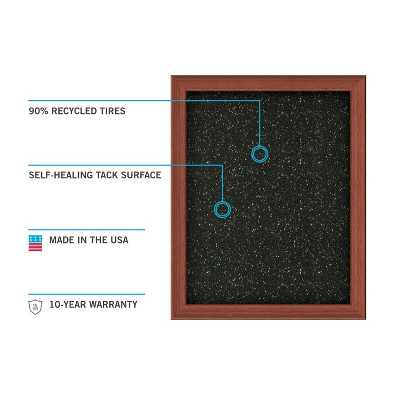 Ghent's 3' x 4' Rubber Bulletin Board with Aluminum Frame in Black