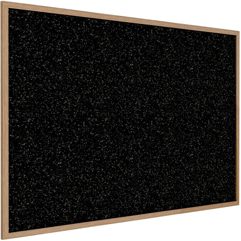 Ghent's Wood 4' x 12' Rubber Bulletin Board with Wood Frame in Speckled Tan