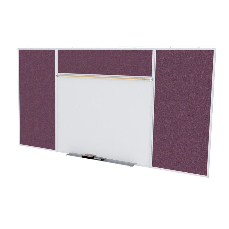 Ghent's Vinyl 4' x 16' Bulletin & Mag. Whiteboard Style E Set in Berry
