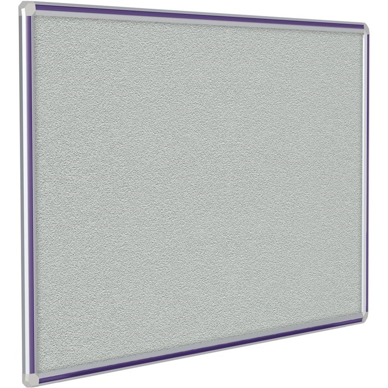 Ghent's Vinyl 4' x 6' DecoAurora Bulletin Board with Purple Trim in Gray