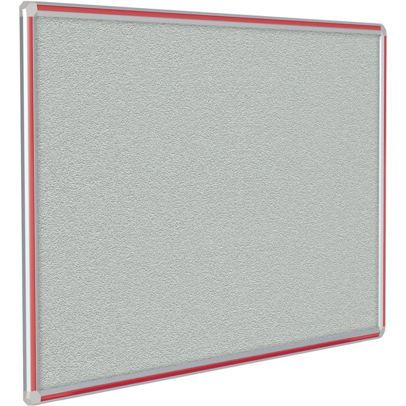 Ghent's Vinyl 4' x 8' DecoAurora Bulletin Board with Red Trim in Gray