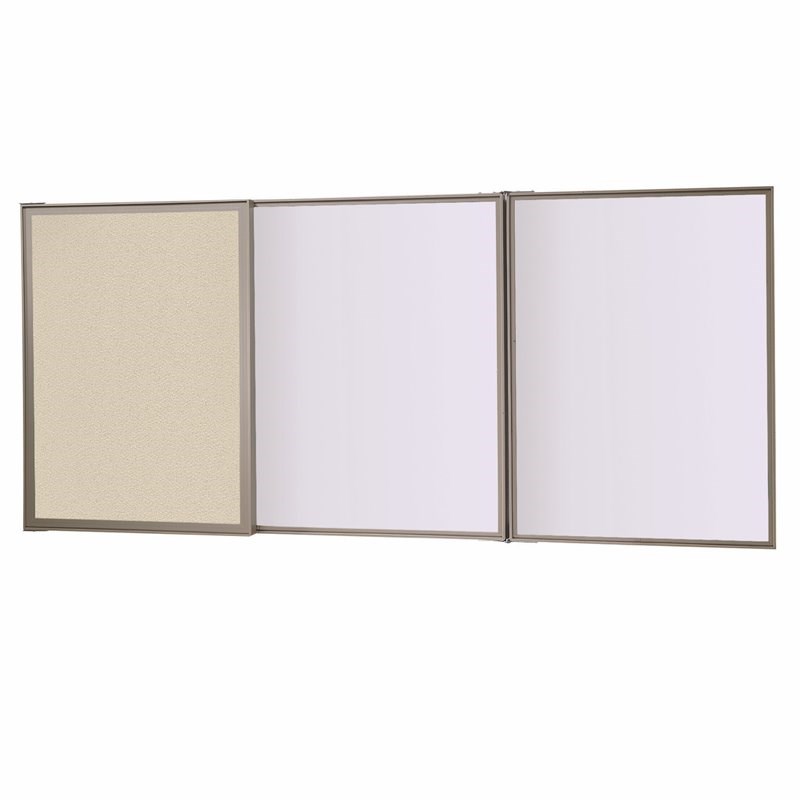 Ghent's Fabric VisuALL PC Multi Board Cabinet with Whiteboard in Beige