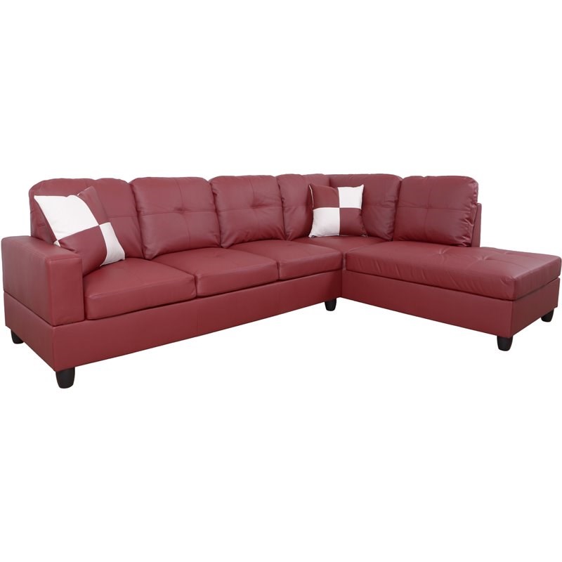 Lifestyle Furniture Leisly Right-Facing Sectional Sofa Set in Wine Red