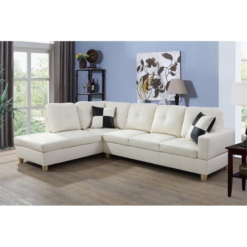 Lifestyle Furniture Smith Left-Facing Sectional Sofa Set in Off White