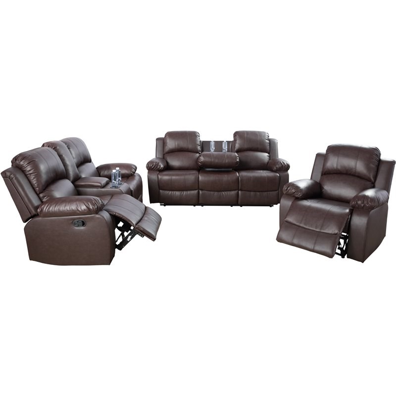 Sienna Fabric And Faux Leather Recliner Corner Group Sofa Baci Living