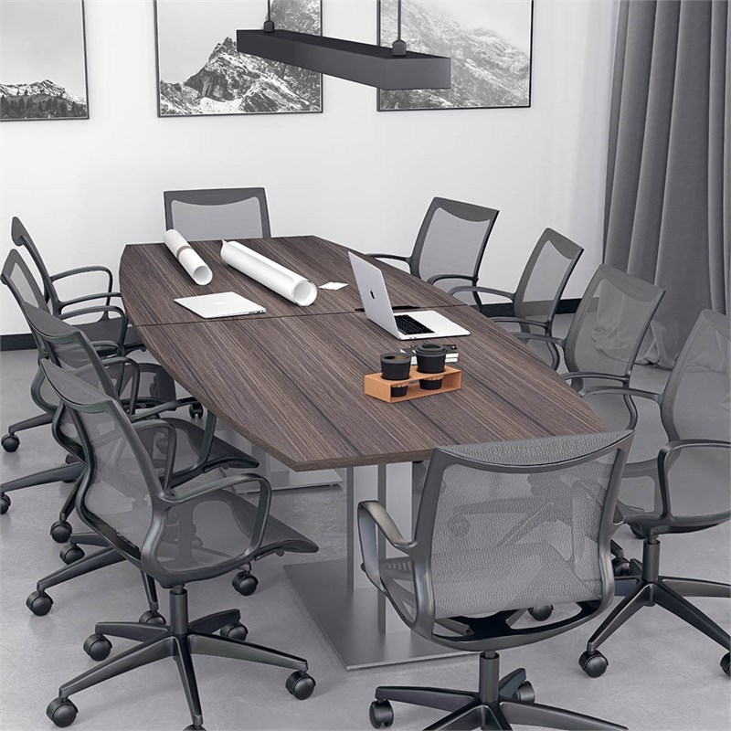 10 Person Boat Shaped Conference Tables w/ Rectangle Metal Base 10' Asian Night
