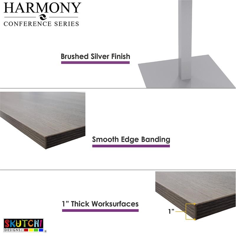 4 Person Square Conference Metal Post Legs Engineered Wood 42 White