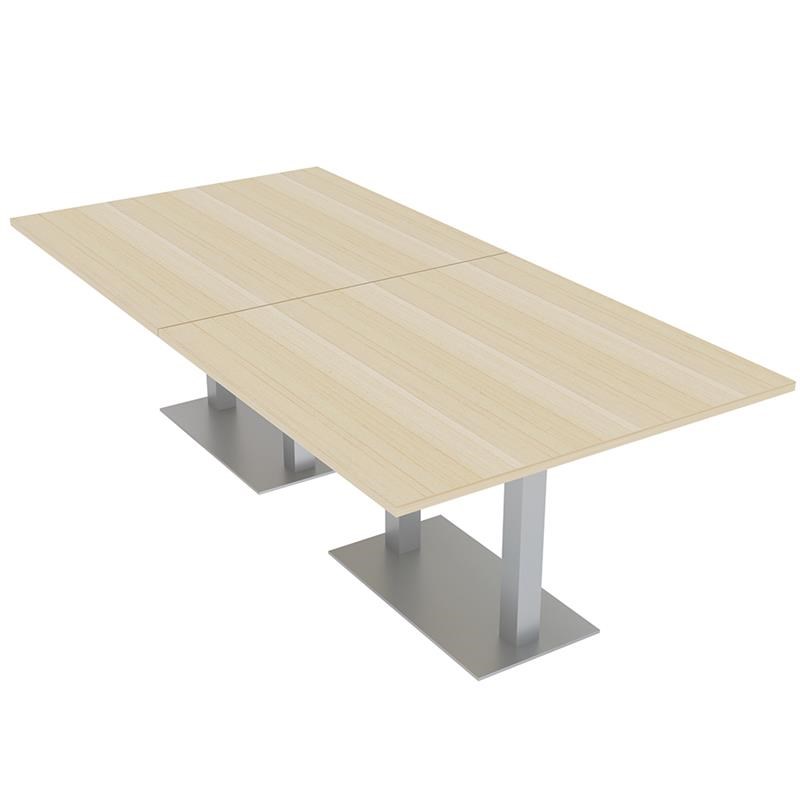 Large 8 Rectangular Conference Table 8 Person Square Metal Base Maple