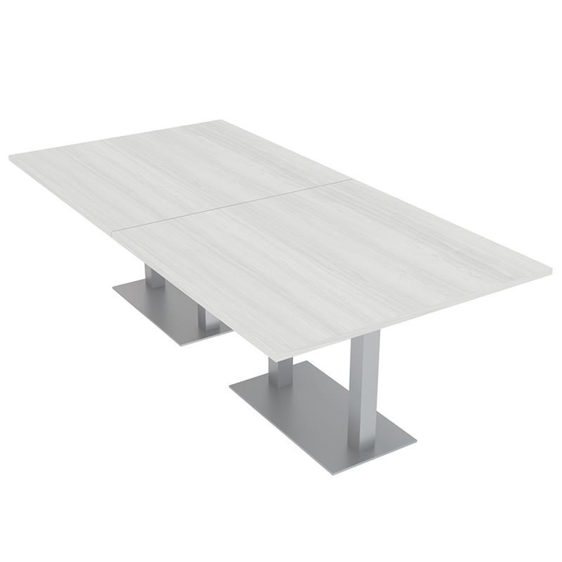Large 8 Rectangular Conference Table 8 Person Square Metal Base White Cypress