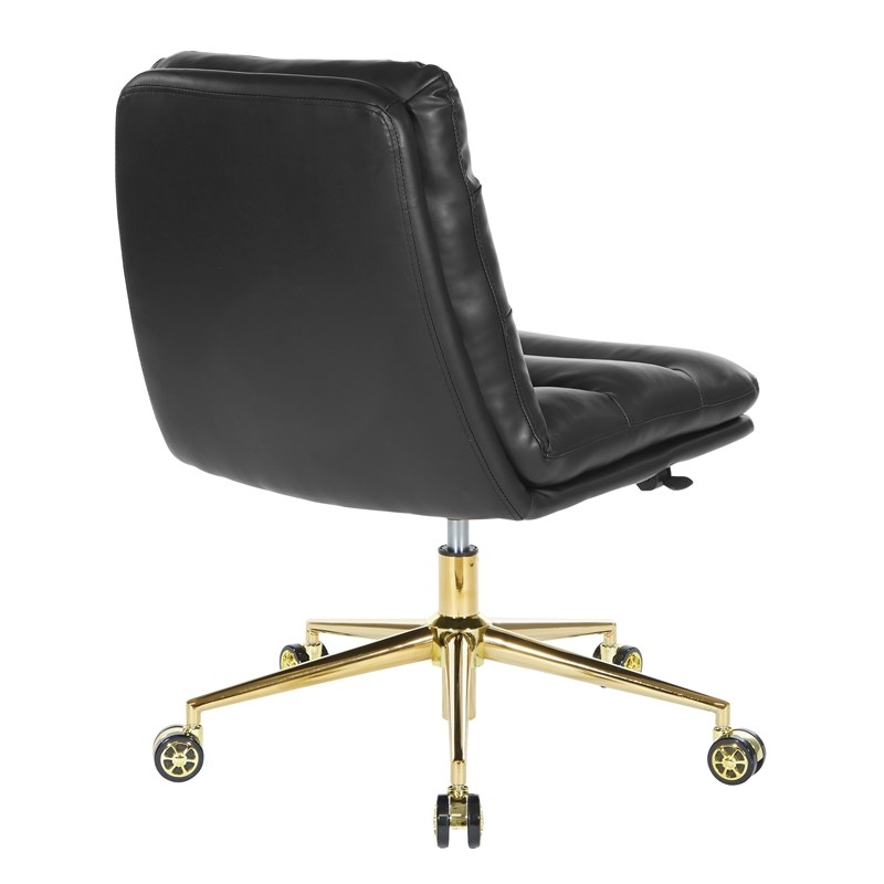Legacy Office Chair in Deluxe Black Faux Leather with Gold Base