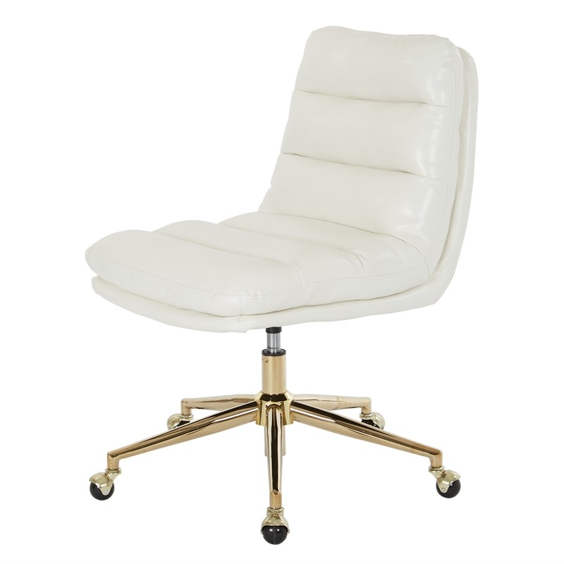 Legacy Faux Leather Swivel Armless Office Chair in White | Homesquare
