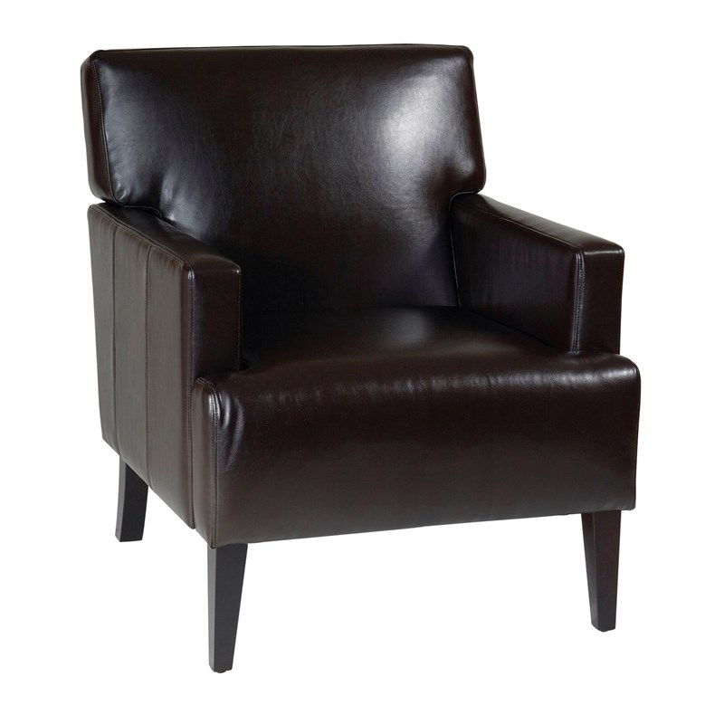 Carrington Arm Chair in Espresso Bonded Leather and solid wood legs