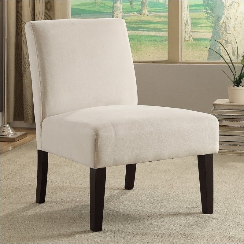 Laguna Chair in Oyster Beige Velvet Fabric with Dark Espresso Legs