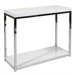 Wall Street White Foyer Table with Chrome Legs