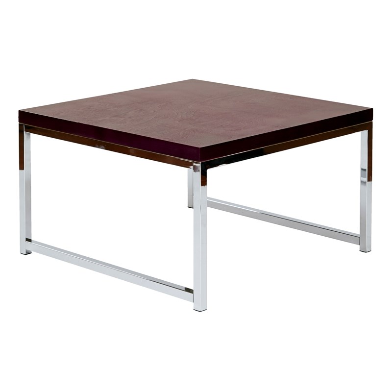 Wall Street 28 inch Accent Table in Espresso Finish with Chrome Metal Legs