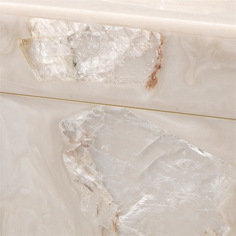 Jamie Young Co Parthenon Transitional Stone Box in White Finish