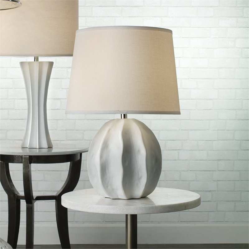 Jamie Young Co Urchin Coastal Ceramic Table Lamp in Matte White