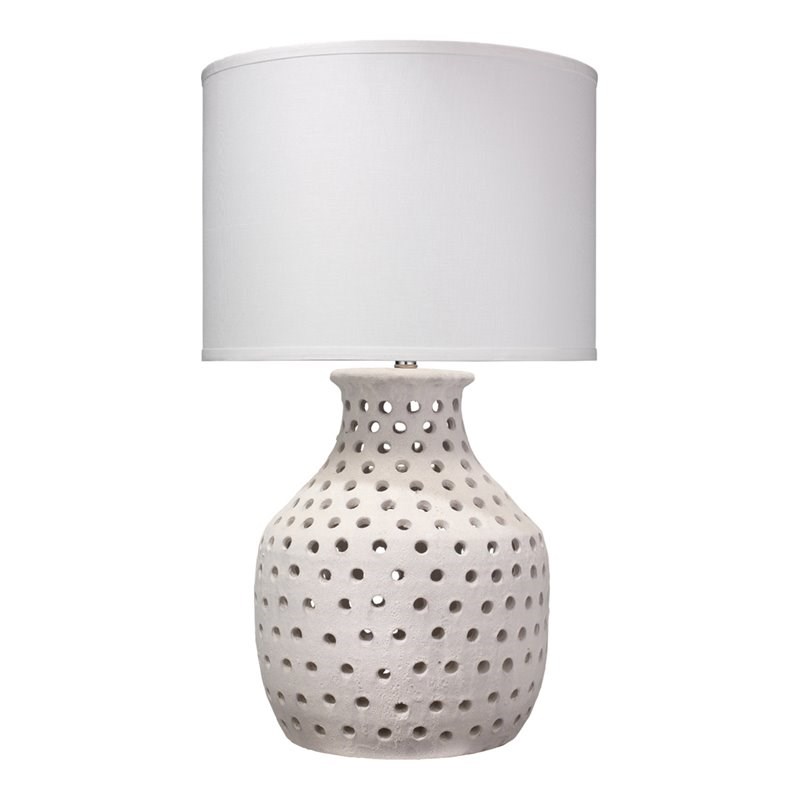 Jamie Young Co Porous Modern Ceramic Table Lamp in Matte White