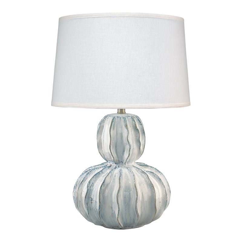 Jamie Young Co Oceane Gourd Coastal Ceramic Table Lamp in White