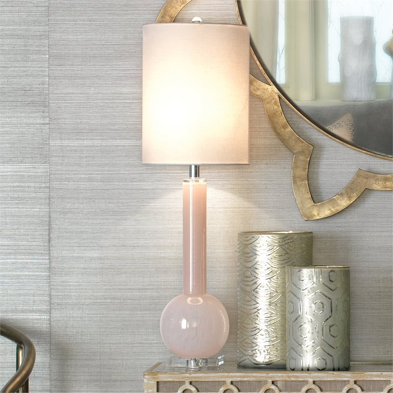 Jamie Young Co Studio Contemporary Glass Table Lamp in Petal Pink