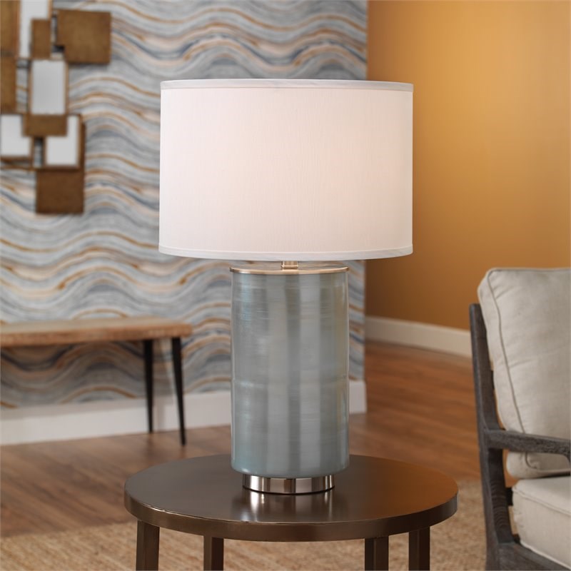 Jamie Young Co Vapor Modern Glass Table Lamp in Opal Blue Finish