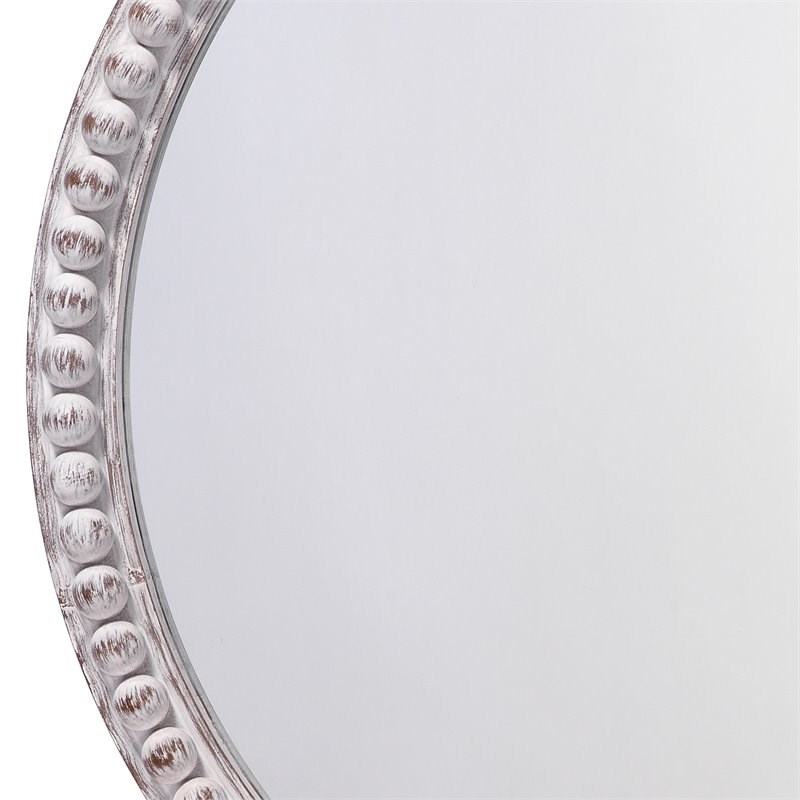 Jamie Young Co Audrey Transitional Wood Beaded Mirror in White