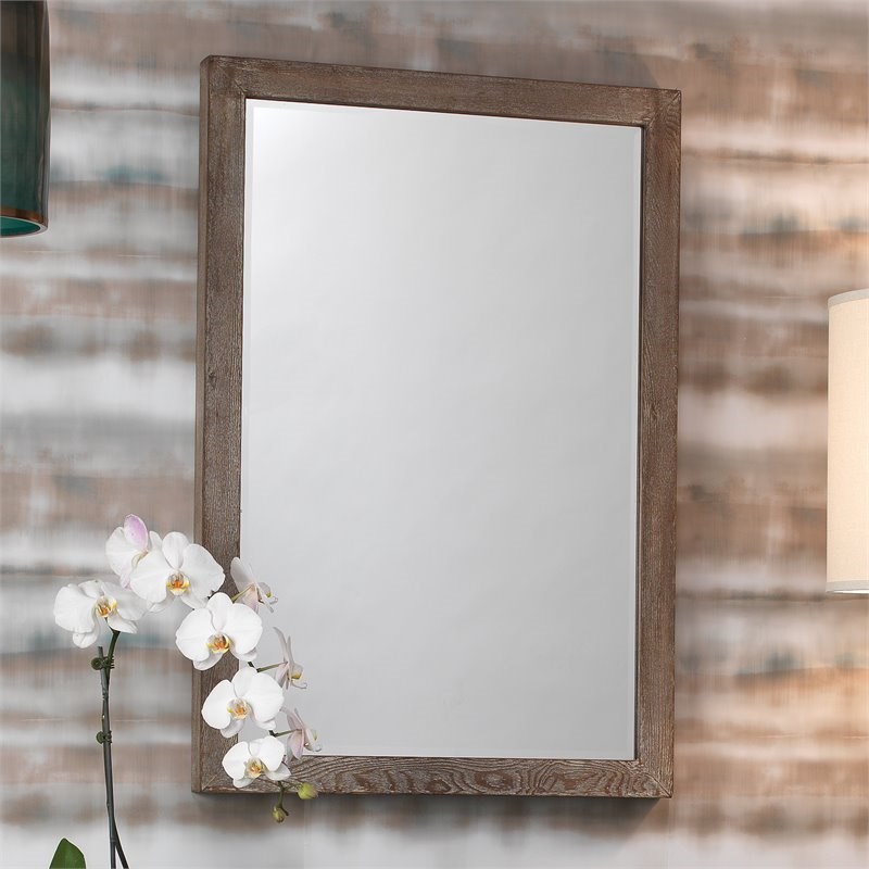 Jamie Young Co Austere Simple Rectangle Transitional Wood Mirror in Brown