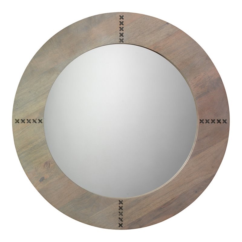 Jamie Young Co Owen Transitional Wood Mirror in Brown/Antique Silver