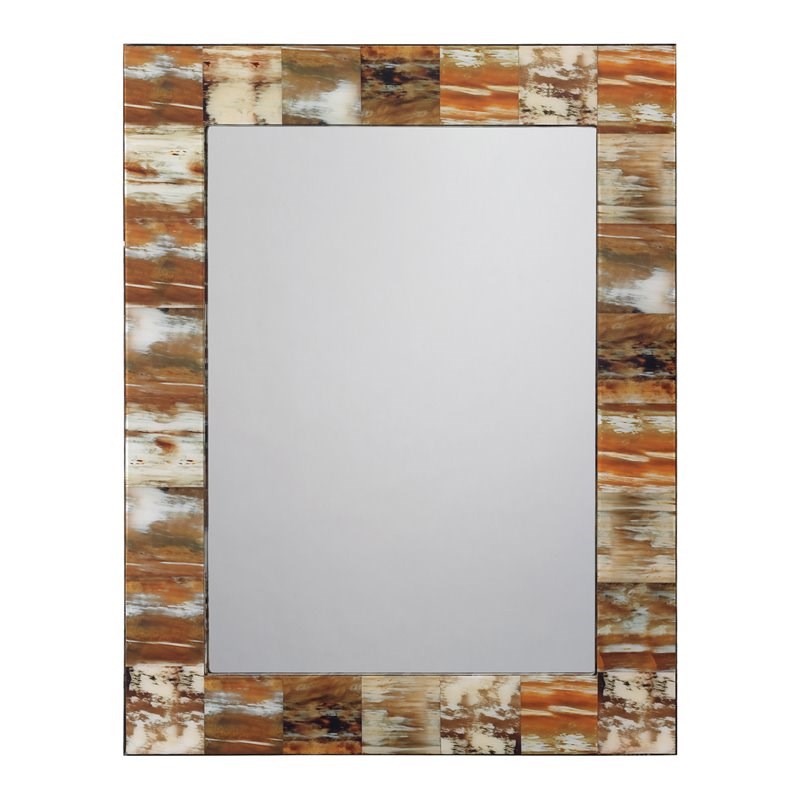 Jamie Young Co Medium Rectangle Modern Faux Horn and Glass Mirror in Natural