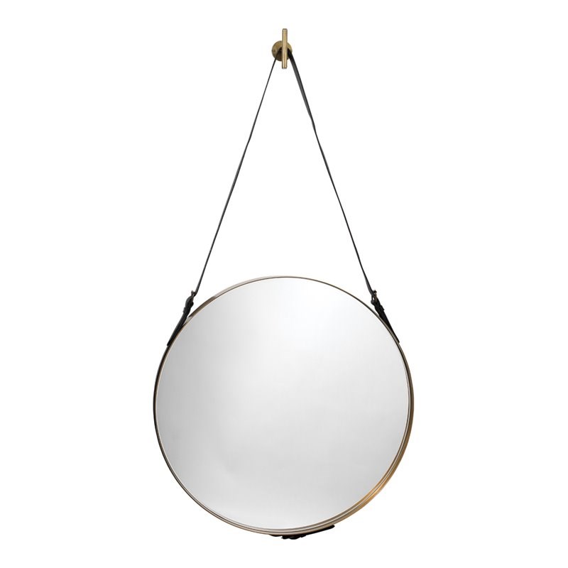 Jamie Young Co Large Round Modern Metal Mirror in Antique Brass/Black