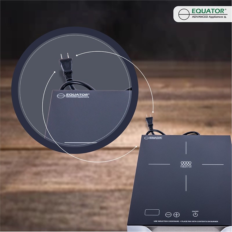 Equator 11inch Portable SingleBurner Induction Cooktop with Handle in Black Homesquare