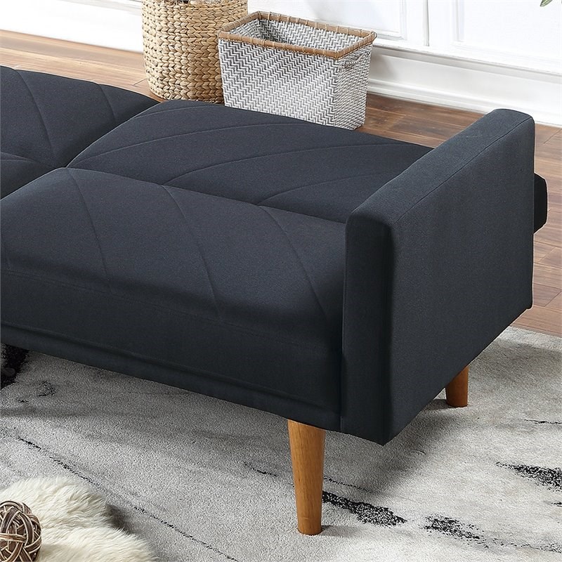 Simple Relax Adjustable Modern Polyfiber Fabric Living Room Sofa in Black