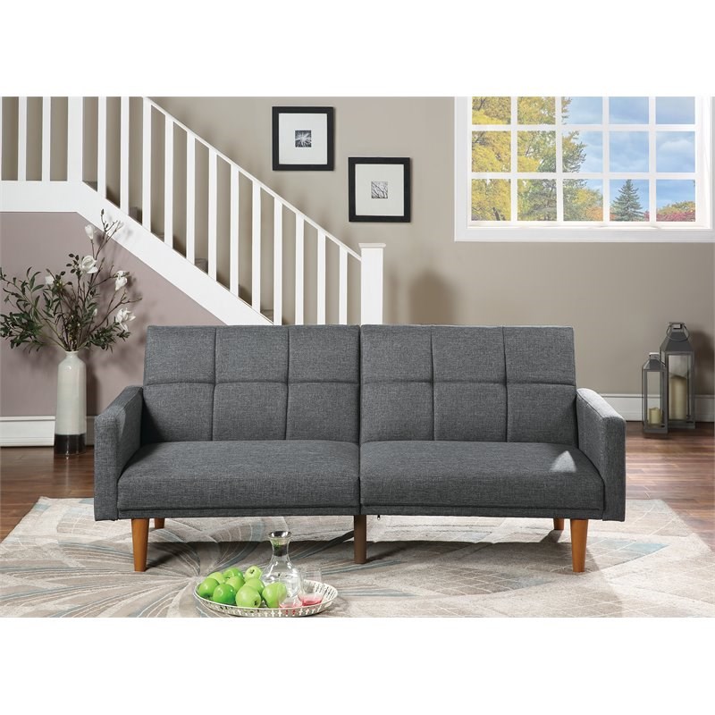 Simple Relax Adjustable Modern Linen-Like Fabric Sofa in Blue Gray