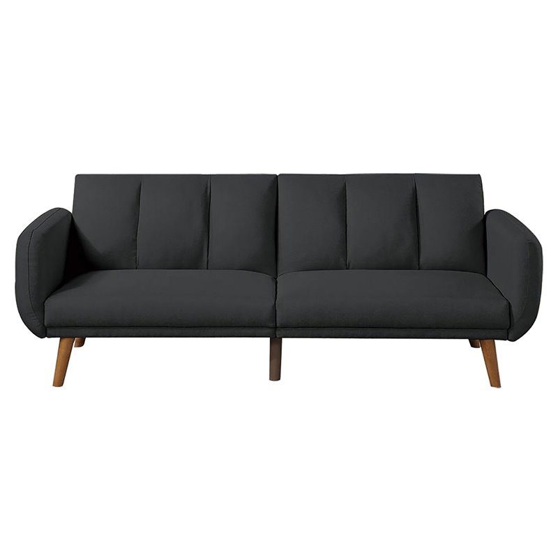 Simple Relax Adjustable Modern Polyfiber Fabric & Wood Legs Sofa in Black
