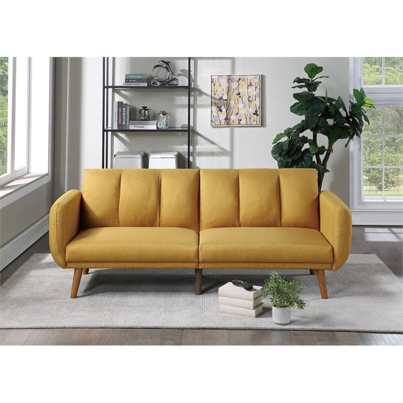 Simple Relax Adjustable Modern Polyfiber Fabric Sofa in Mustard Yellow
