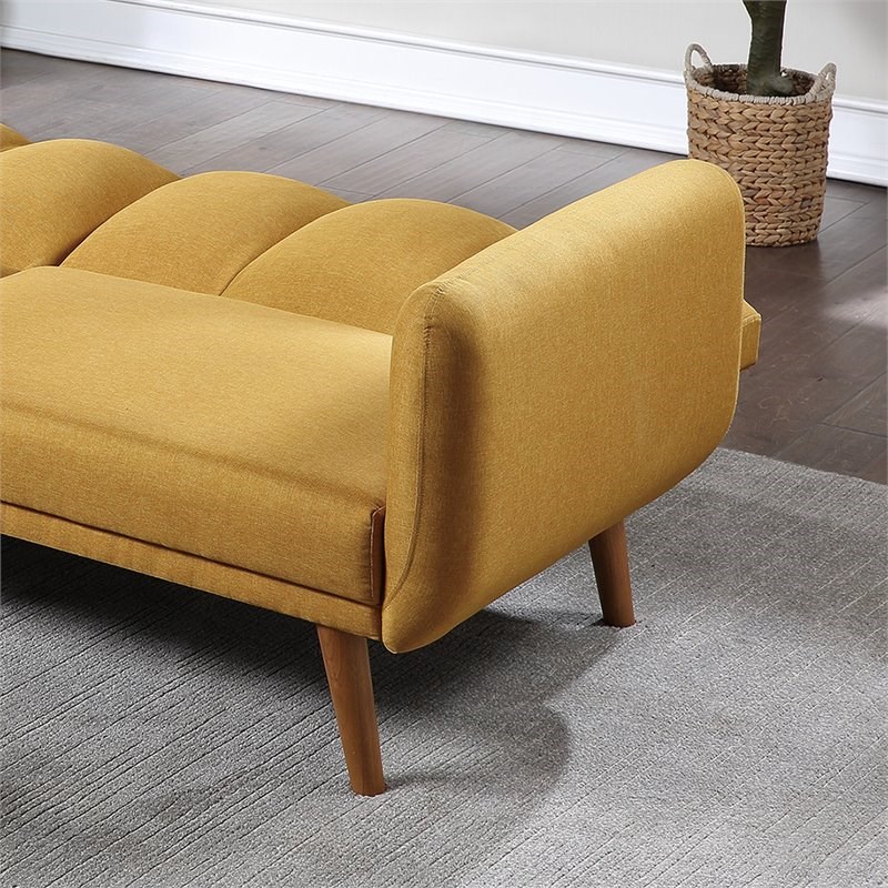 Simple Relax Adjustable Modern Polyfiber Fabric Sofa in Mustard Yellow