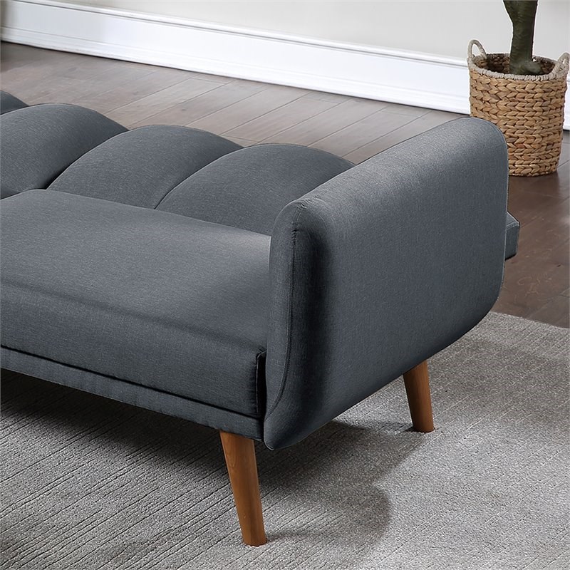 Simple Relax Adjustable Modern Polyfiber Fabric & Wood Legs Sofa in Blue Gray
