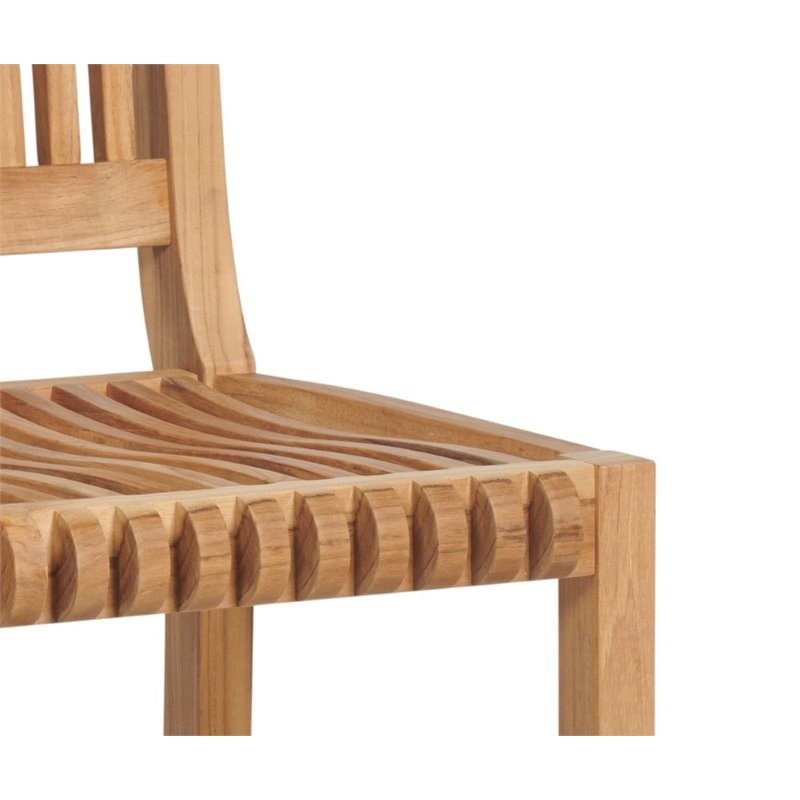 HiTeak Furniture Palm 3 Piece Teak Wooden Round Patio Bar Set in Natural