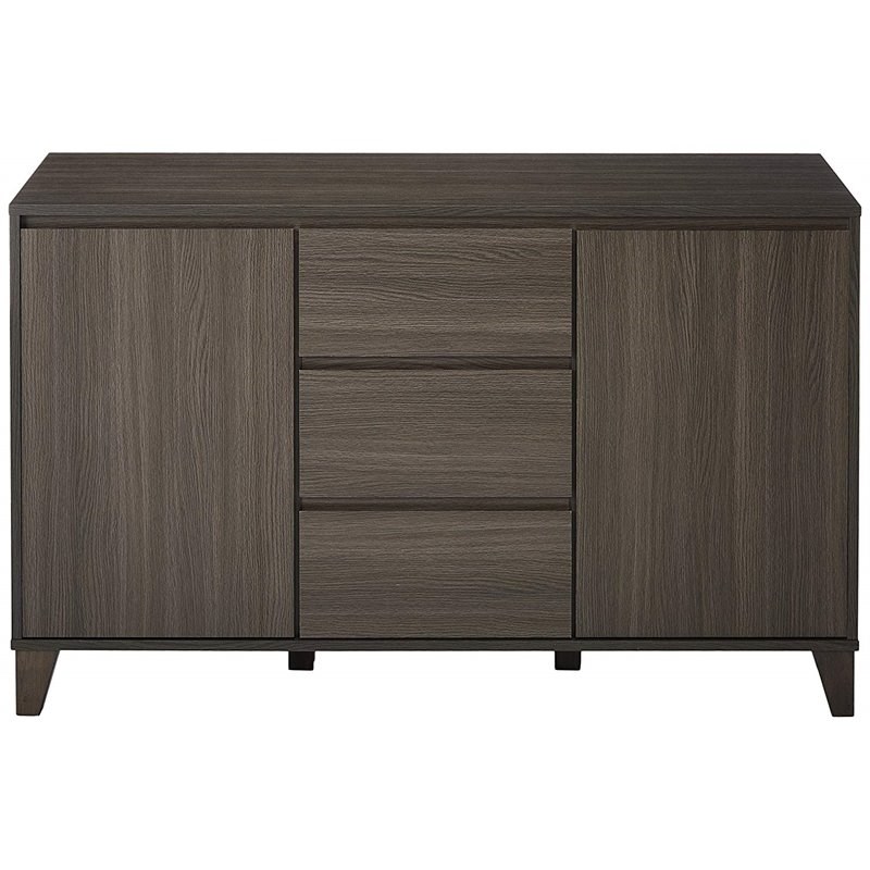 Pilaster Designs Anitra 3-drawer Modern Wood Buffet Server Cabinet in Gray