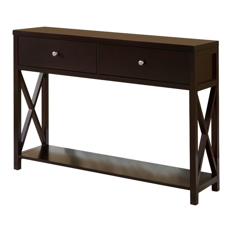 Pilaster Designs Ethan Contemporary Wood Console Sofa Table w/ Drawers in Cherry