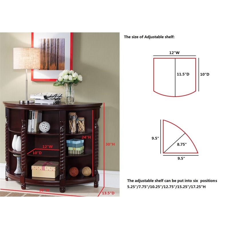 Pilaster Designs Aiden Contemporary Wood Storage Console Table in Cherry