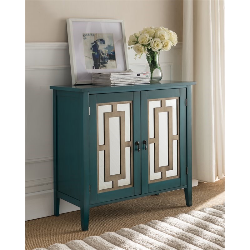 Pilaster Designs Hunter 2-door Contemporary Wood Accent Display Cabinet in Blue