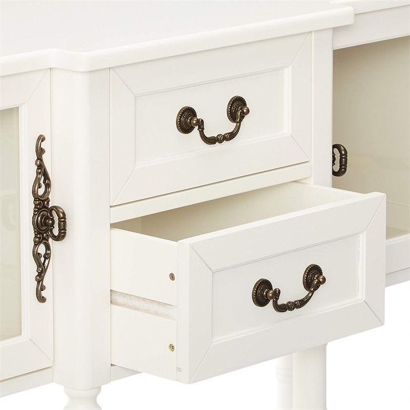 Pilaster Designs Isaiah Wood Console Buffet Display Table with Storage in White