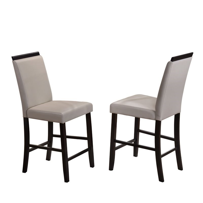 Pilaster Designs Lenn Wood and Faux Leather Dining Set in Gray/Cappuccino