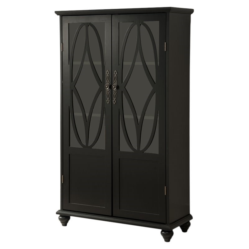 Pilaster Designs Tyler Contemporary Wood China Curio Display Cabinet in Black