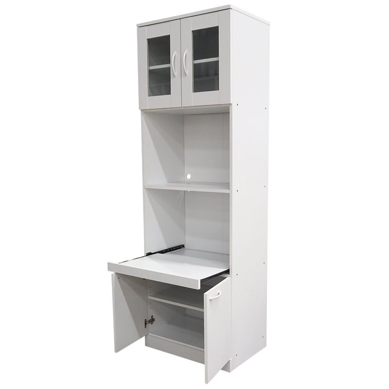 Pilaster Designs Gremlin Wood Kitchen Storage Pantry Microwave Cabinet in White